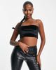 Vesper Vesper bengaline velvet cami crop top in black - 3