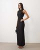 Vesper Vesper cowl back high neck bengaline maxi dress in black-Yellow - 1