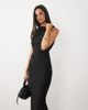 Vesper Vesper cowl back high neck bengaline maxi dress in black-Yellow - 2