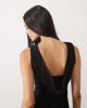 Vesper Vesper cowl back high neck bengaline maxi dress in black-Yellow - 3