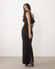 Vesper Vesper cowl back high neck bengaline maxi dress in black-Yellow - 4