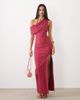 Vesper Vesper draped off the shoulder bengaline maxi dress in raspberry-pink - 1