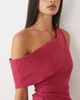 Vesper Vesper draped off the shoulder bengaline maxi dress in raspberry-pink - 2