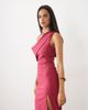 Vesper Vesper draped off the shoulder bengaline maxi dress in raspberry-pink - 3