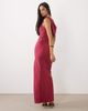Vesper Vesper draped off the shoulder bengaline maxi dress in raspberry-pink - 4