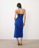 Vesper Vesper halter neck thigh slit bengaline midi dress in cobalt-Blue - 4