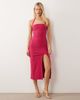 Vesper Vesper halterneck thigh slit bengaline midi dress in fuchsia-pink - 1