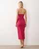 Vesper Vesper halterneck thigh slit bengaline midi dress in fuchsia-pink - 4