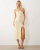 Vesper Vesper halterneck thigh slit bengaline midi dress in lemon-Yellow - 1