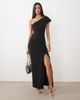 Vesper Vesper off the shoulder foldover bengaline maxi dress in black - 1