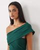 Vesper Vesper off the shoulder foldover bengaline maxi dress in dark green - 2