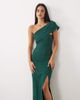 Vesper Vesper off the shoulder foldover bengaline maxi dress in dark green - 3