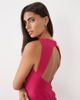 Vesper Vesper open back high neck bengaline maxi dress in fuchsia-pink - 2