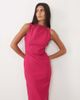 Vesper Vesper open back high neck bengaline maxi dress in fuchsia-pink - 3