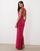 Vesper Vesper open back high neck bengaline maxi dress in fuchsia-pink - 4