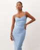 Vesper Vesper Petite bengaline sweetheart neckling cami strap midaxi dress in ice blue-Black - 2