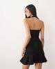 Vesper Vesper scoop halter neck ruffle bengaline mini dress in black - 4