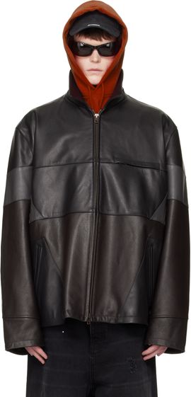 VETEMENTS VETEMENTS Black & Brown Cut-Up Leather Jacket