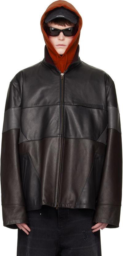 VETEMENTS VETEMENTS Black & Brown Cut-Up Leather Jacket