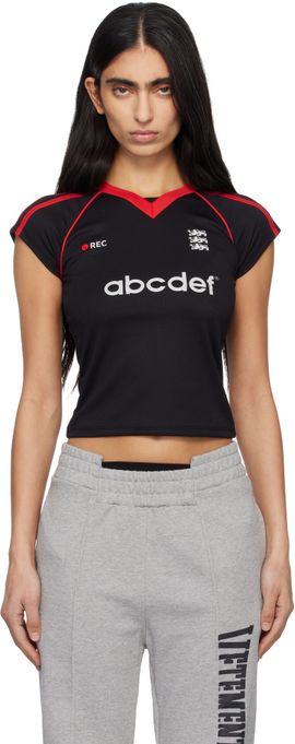 VETEMENTS VETEMENTS Black & Red Alphabet Football Jersey T-shirt