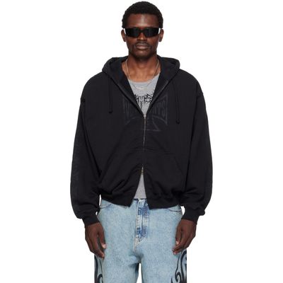 VETEMENTS VETEMENTS Black Big Biker Cross Zip-Up Hoodie