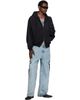 VETEMENTS VETEMENTS Black Big Biker Cross Zip-Up Hoodie - 4