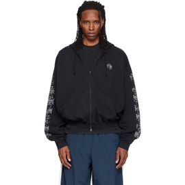 VETEMENTS VETEMENTS Black Biker Cross Logo Zip Up Hoodie
