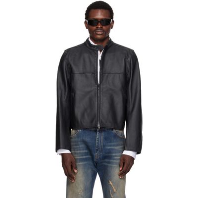 VETEMENTS VETEMENTS Black Boxy Moto Leather Jacket