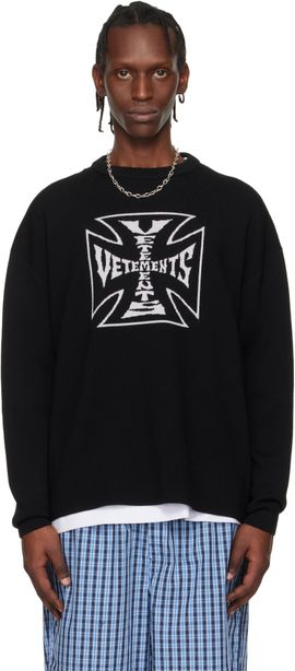 VETEMENTS VETEMENTS Black Double Biker Cross Logo Sweater