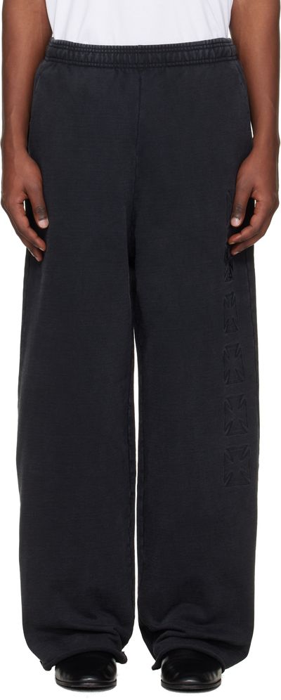 VETEMENTS VETEMENTS Black Embroidered Biker Cross Stripe Sweatpants