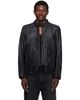 VETEMENTS VETEMENTS Black Fringed Boxy Moto Leather Jacket - 1