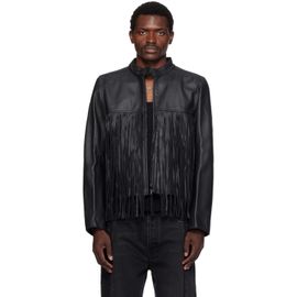 VETEMENTS VETEMENTS Black Fringed Boxy Moto Leather Jacket