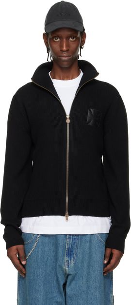 VETEMENTS VETEMENTS Black Leather Cross Zip-Up Sweater