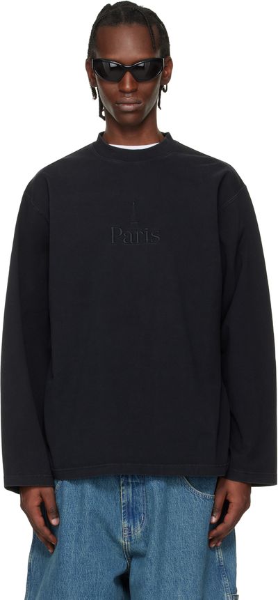 VETEMENTS VETEMENTS Black 'Paris' Embroidered Longsleeve T-shirt