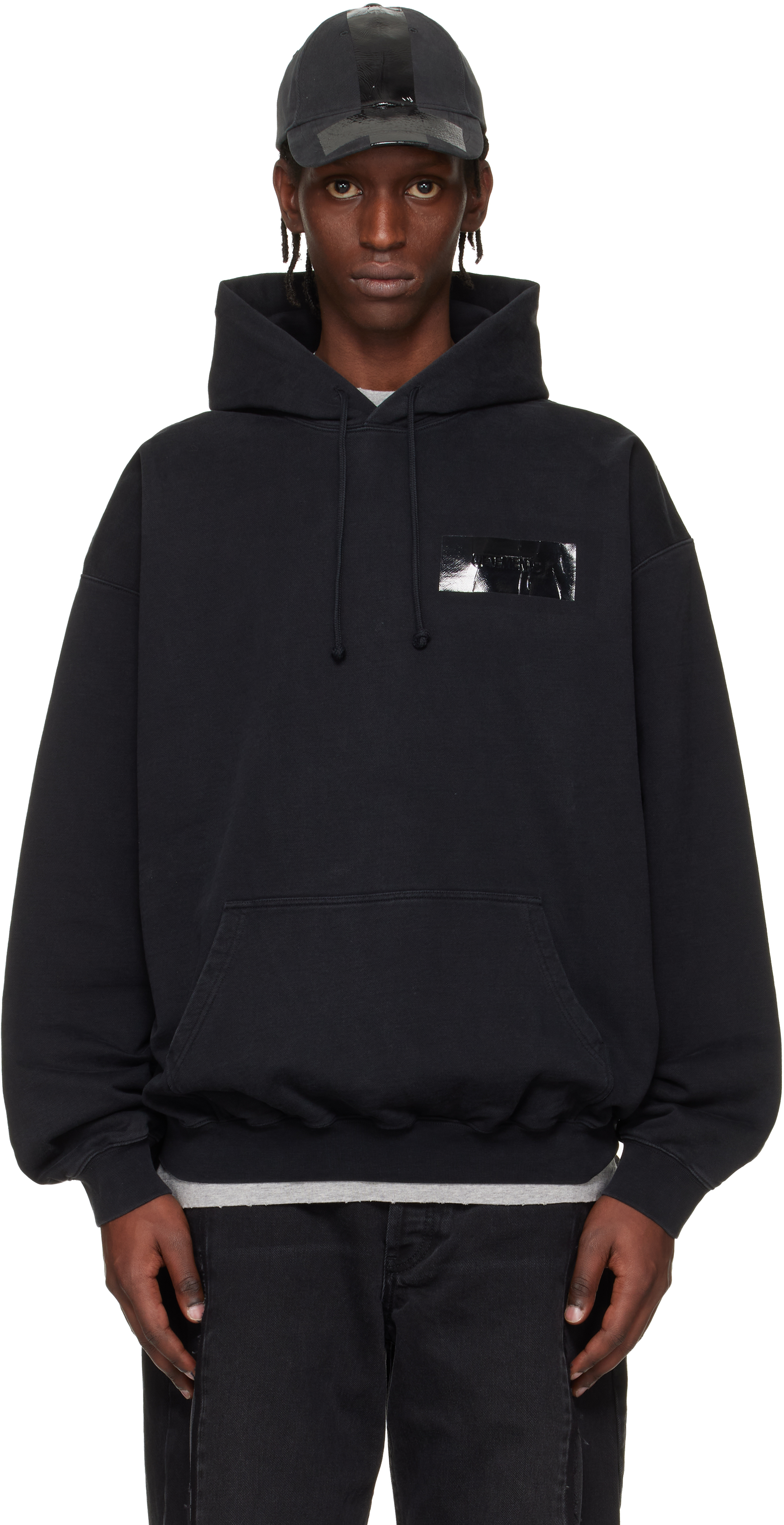 VETEMENTS - Black Taped Logo Hoodie