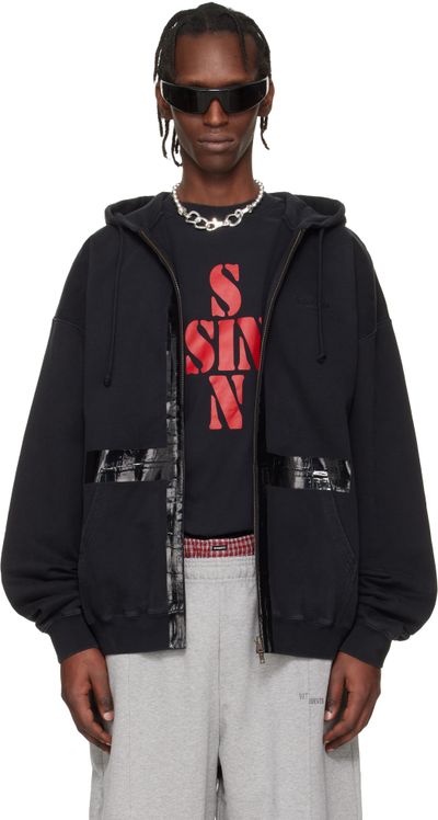 VETEMENTS VETEMENTS Black Taped Zip-Up Hoodie
