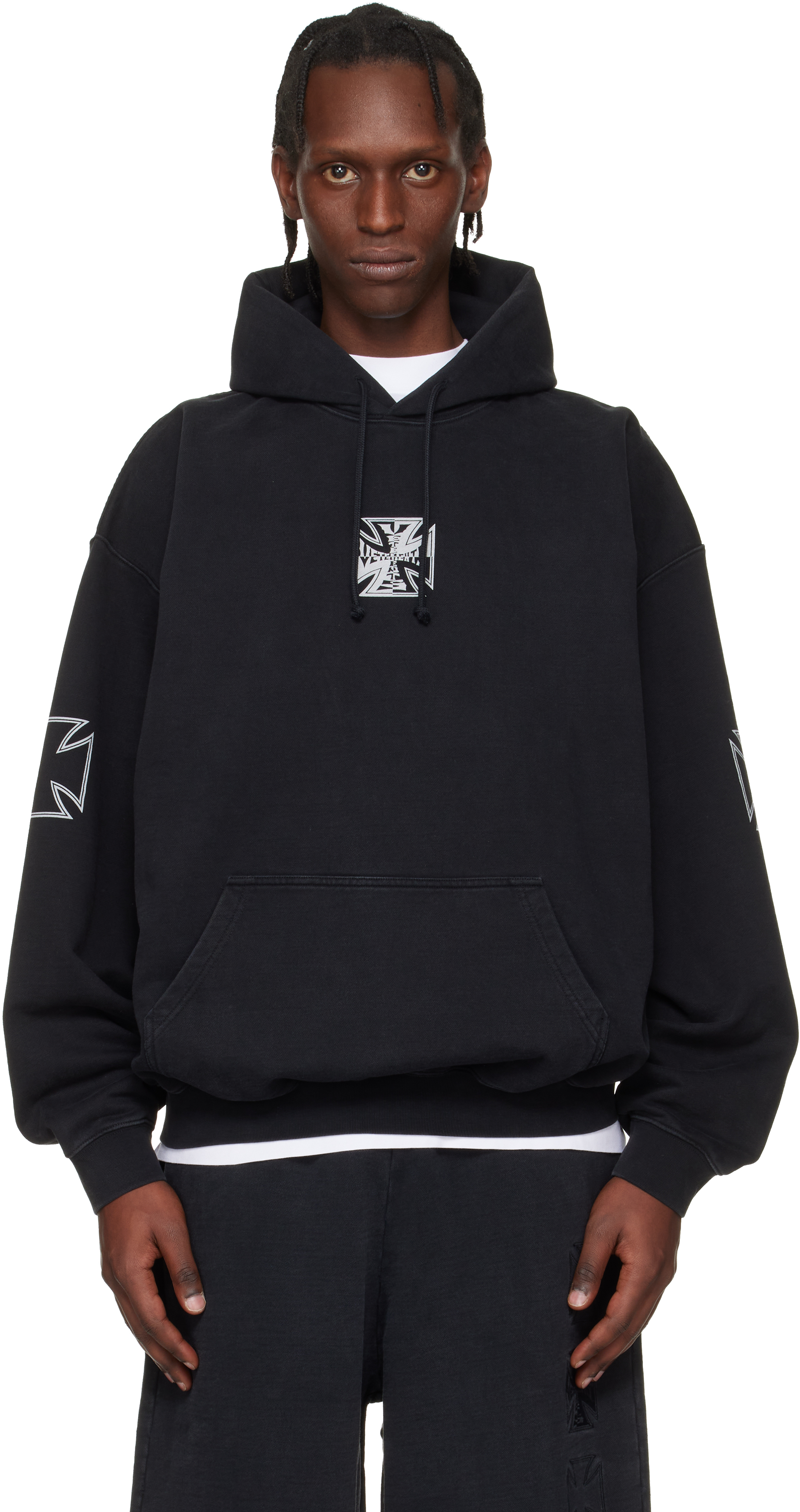 小物 VETEMENTS VETEMENTS - Black Triple Biker Cross Logo Hoodie