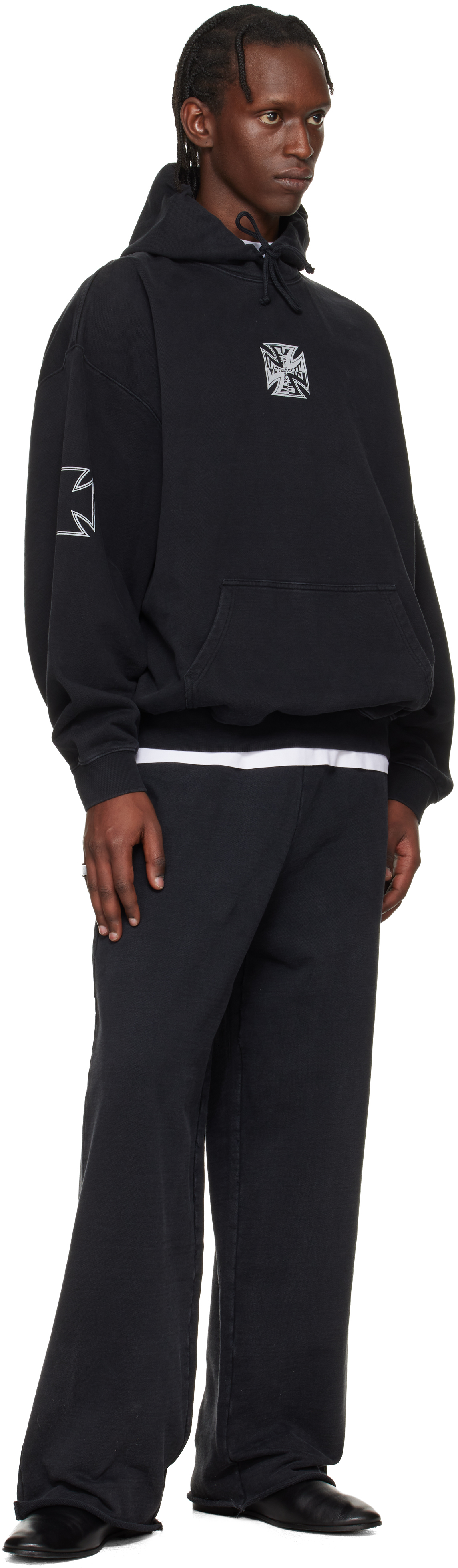 VETEMENTS - Black Triple Biker Cross Logo Hoodie