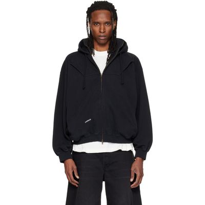 VETEMENTS VETEMENTS Black Upside-Down Zip Up Hoodie