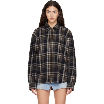 VETEMENTS VETEMENTS Black Zip-Up Biker Cross Logo Shirt