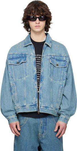 VETEMENTS VETEMENTS Blue Biker Crosses Denim Jacket