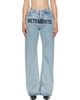 VETEMENTS VETEMENTS Blue Embroidered Logo O-Leg Jeans - 1
