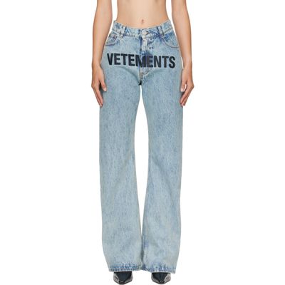 VETEMENTS VETEMENTS Blue Embroidered Logo O-Leg Jeans