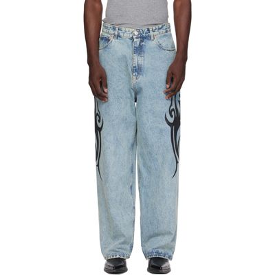 VETEMENTS VETEMENTS Blue Graffiti Baggy Jeans
