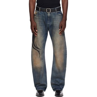 VETEMENTS VETEMENTS Blue Graffiti O-Leg Jeans