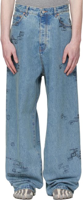 VETEMENTS VETEMENTS Blue Passport Stamps Jeans