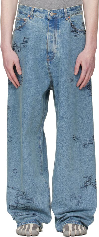VETEMENTS VETEMENTS Blue Passport Stamps Jeans