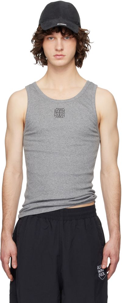 VETEMENTS VETEMENTS Gray Biker Cross Logo Tank Top