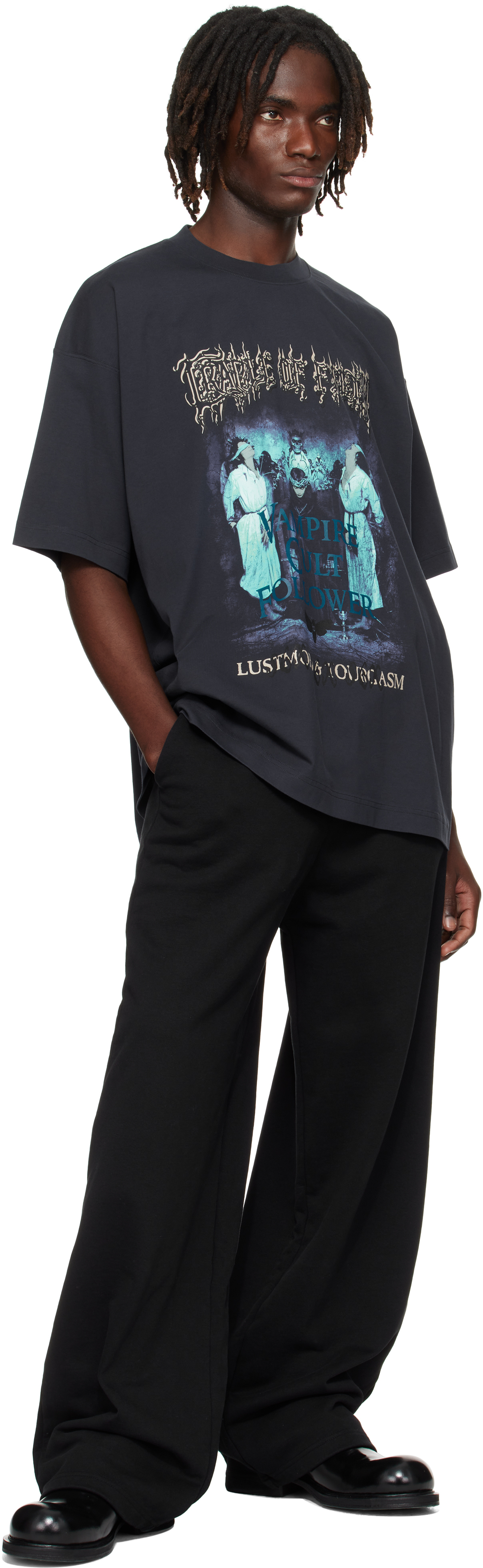 VETEMENTS Navy Cradle of Filth 'Vampire Cult' Oversized T-shirt