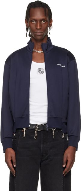 VETEMENTS VETEMENTS Navy Cut-Up Athletic Zip-Up Track Jacket